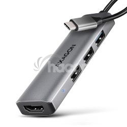 AXAGON HMC-H3A, USB 5Gbps hb, 3x USB-A, HDMI 4k/30Hz, kbel USB-C 15cm HMC-H3A