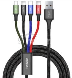 Baseus dtov kbel 4v1 microUSB+USB-C+2xLightning 1,2m 3,5A ern 6953156278486