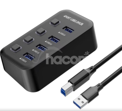 PremiumCord USB 3.2 Superspeed HUB 4-portov s vypnami portov KU3HUB4G