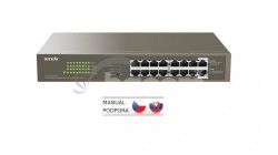 Tenda TEG1116P-16-150W PoE AT Gigabit switch 16x 1Gb / ss PoE 802.3af / at, PoE 135W, Rackmount, Fanless TEG1116P-16-150W