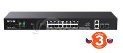 Tenda TEG1120P-16-150W PoE+ Gigabit switch 16x 1Gb/s PoE+ 802.3af/at + 2x SFP + 2x RJ45, 135W, Rack 75011997