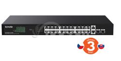 Tenda TEG1128P-24-410W PoE+ Gigabit switch 24x 1Gb/s PoE+ 802.3af/at + 2x SFP + 2x RJ45, 370W, Rack 75011995