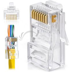 Konektor UTP RJ45EZ, Cat5e drt, licna RJ45/5SLD, priechodn sieov konektor 10ks KoWSRJ45C5EZ10