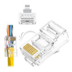 W-Star Konektor UTP RJ45EZ Cat6A 100ks 3U pozlten 6SLD pass through drt licna RJ45EZC6AS